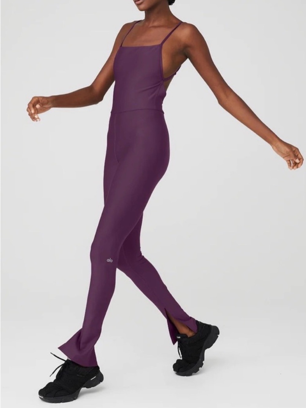ALO Yoga Plum High-Rise Split-Hem Jumpsuit